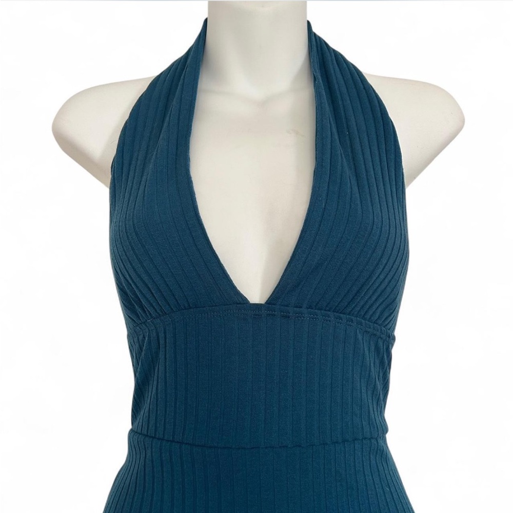 Teal Ribbed Halter Top